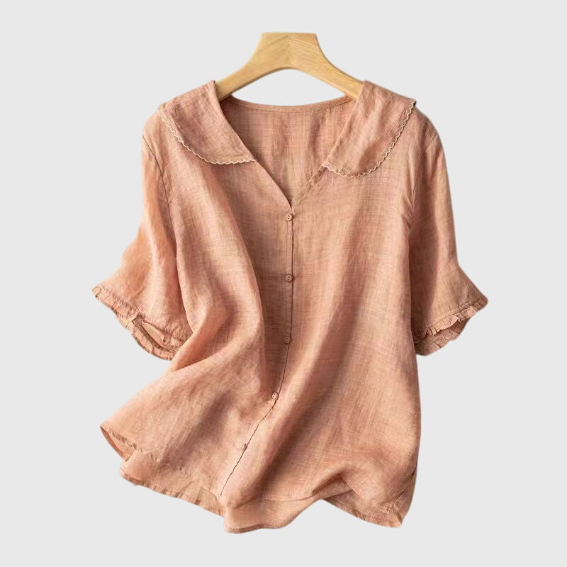 Felicia | Damen Kurzarm-Bluse zum Knöpfen