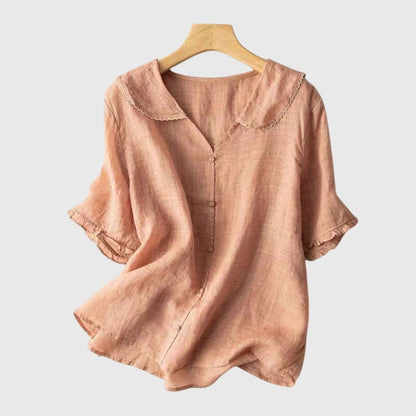 Felicia | Damen Kurzarm-Bluse zum Knöpfen