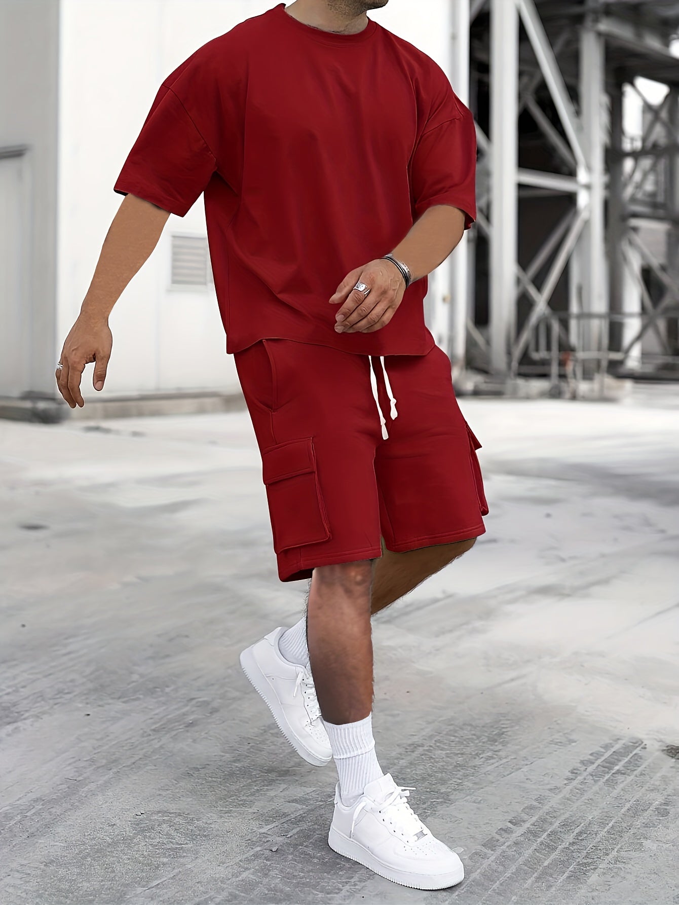 Martin | Herren Locker Geschnittenes T-Shirt-und-Shorts-Set