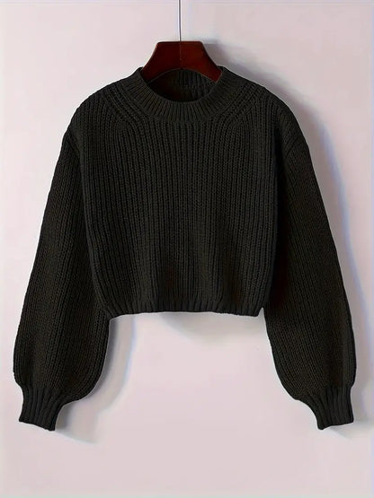 Magdalena | Damen Winter-Cropped Rippstrick-Pullover