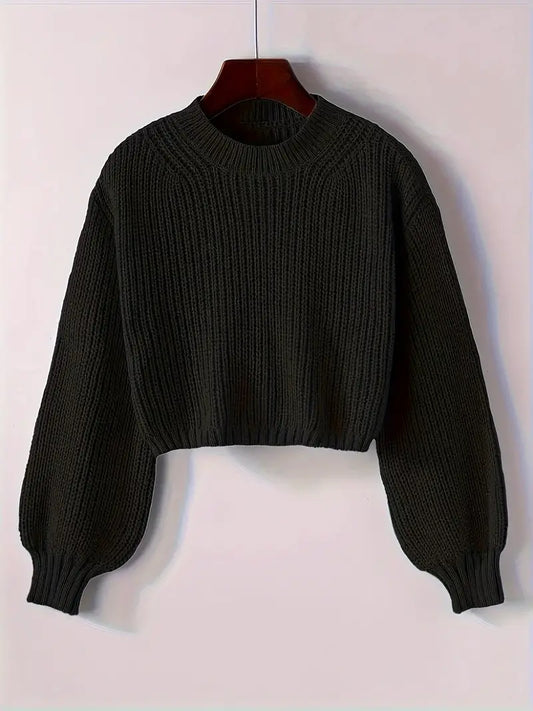Magdalena | Damen Winter-Cropped Rippstrick-Pullover