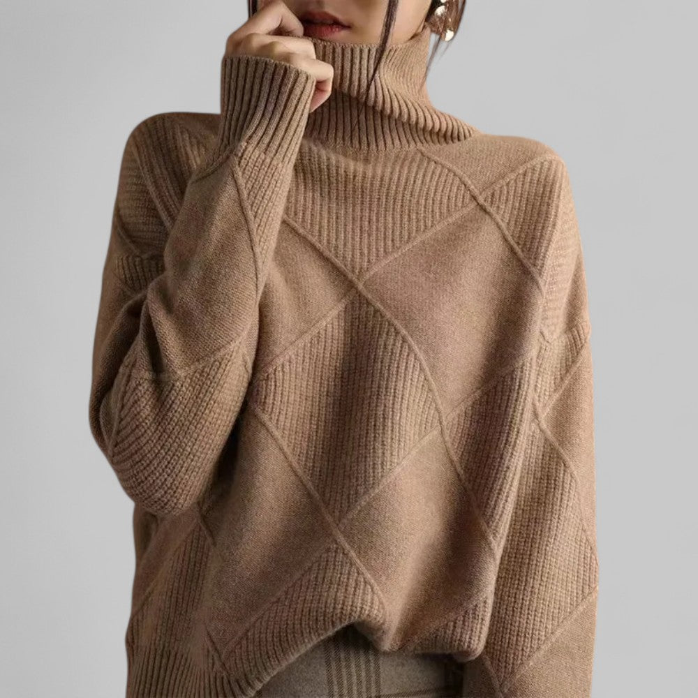 Dorothea | Damen Winter-Strickpullover mit Hohem Kragen