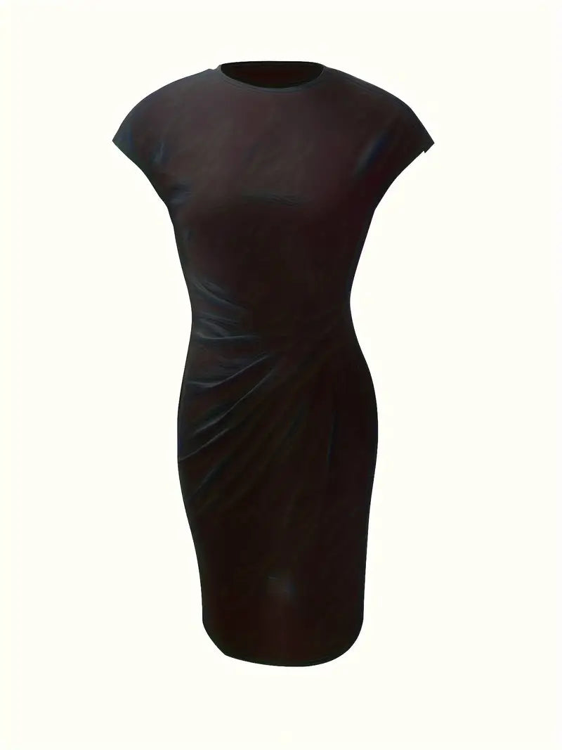 Claudia | Damen Midikleid mit kurzen Ärmeln und Raffung
