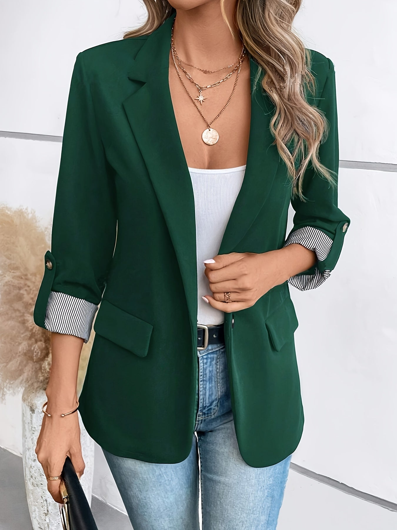 Barbara | Damen Schlichter Blazer mit Offenem Vorderteil