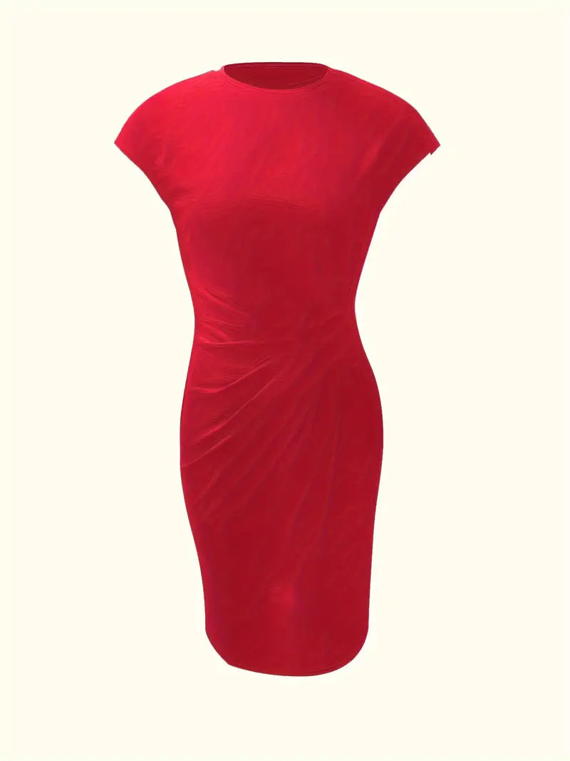 Claudia | Damen Midikleid mit kurzen Ärmeln und Raffung