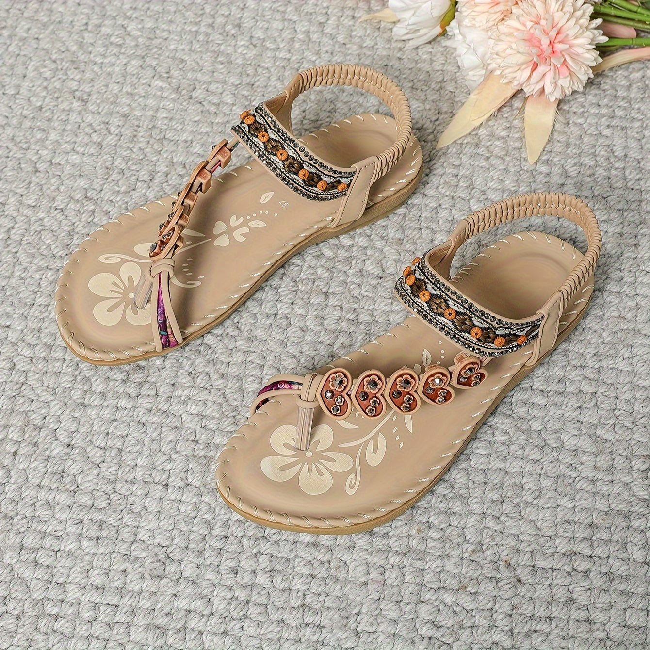 Anna | Damen Dekorative Riemen Flache Sandalen