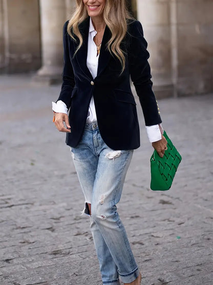 Emilia | Damen Klassischer Blazer mit Ein-Knopf-Verschluss