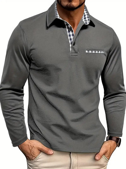 Patrick | Herren Lässiges Langarm-Poloshirt