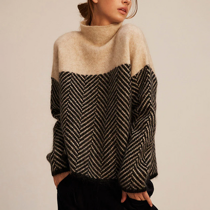 Doris | Damen Lockere Strickpullover mit hohem Kragen