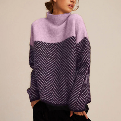 Doris | Damen Lockere Strickpullover mit hohem Kragen