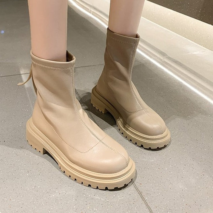 Elsa | Damen Modische Knöchelstiefel mit Breitem Absatz