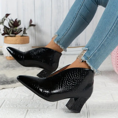 Franziska | Damen Herbst Schlangenleder High Heel Stiefel