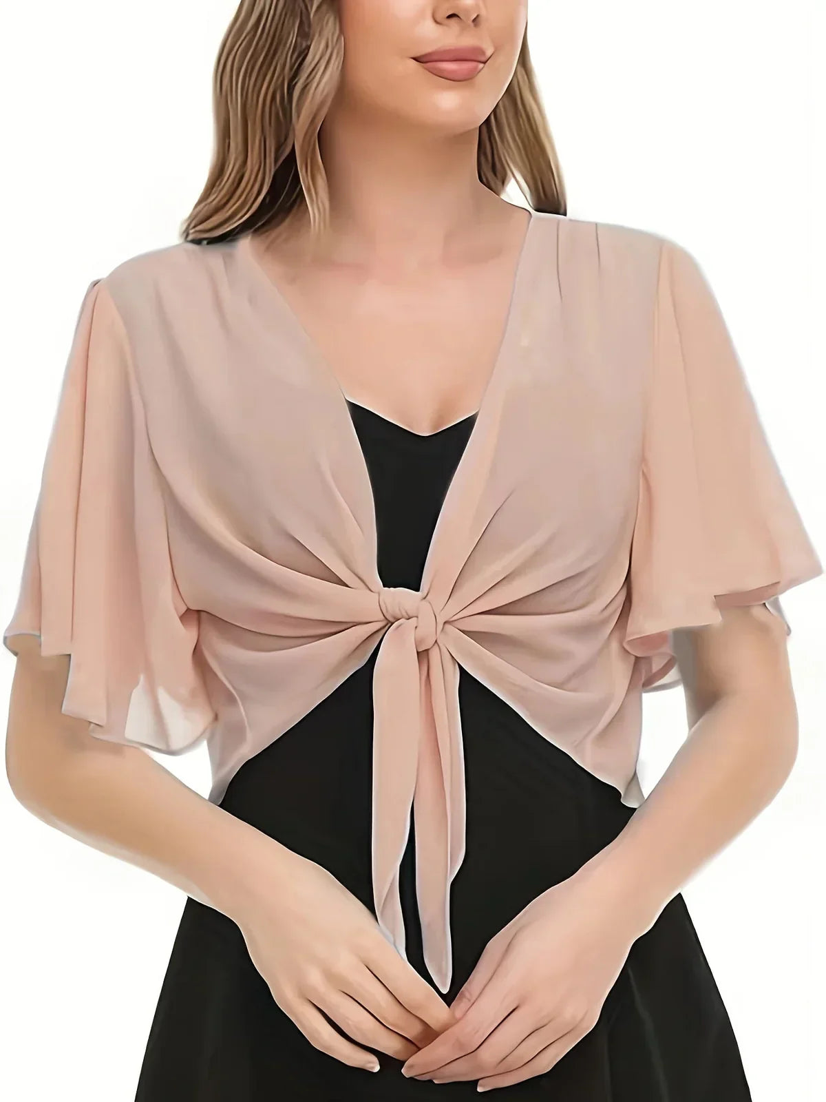 Tamara | Damen Kleid mit Bindeschleife und Flatterärmeln