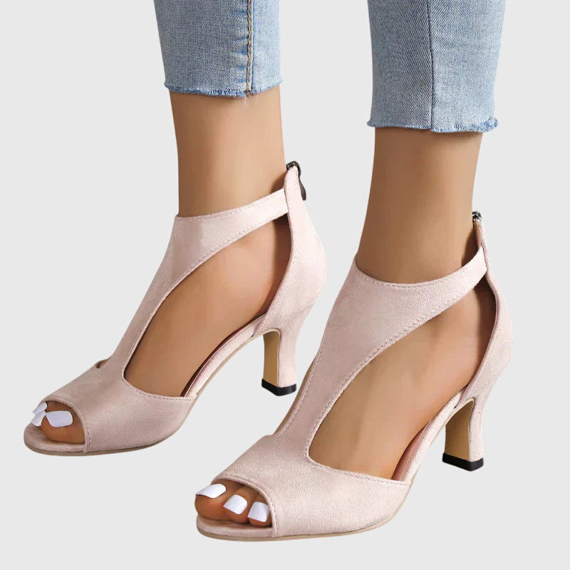 Jessica | Damen Frühlings Riemchen-Sandaletten mit Cutout und offener Zehe