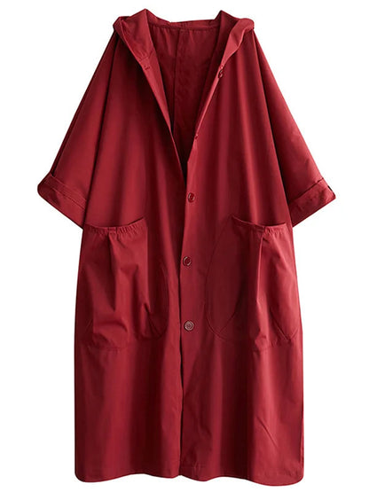 Julia | Oversized Langer Freizeitmantel mit Kapuze für Damen