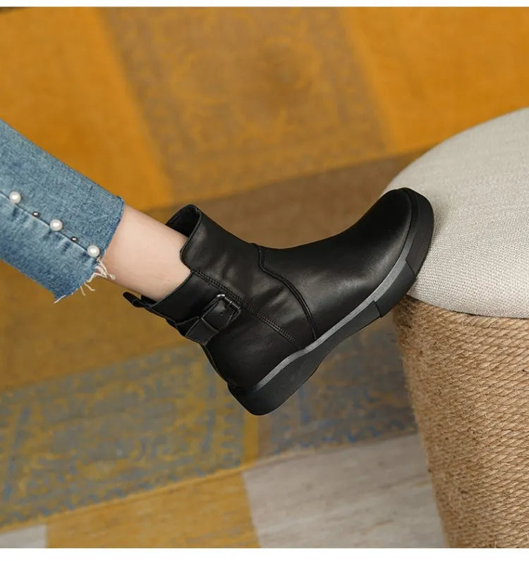 Felicia | Damen Lässige Kurzstiefel mit seitlicher Schnalle