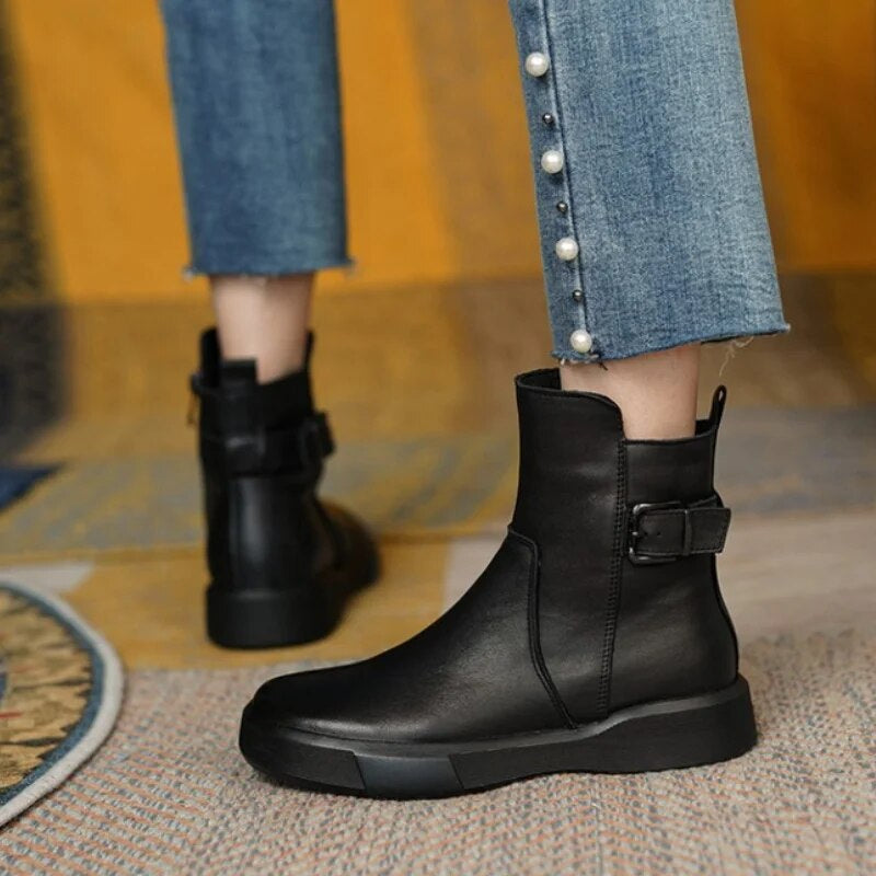 Felicia | Damen Lässige Kurzstiefel mit seitlicher Schnalle