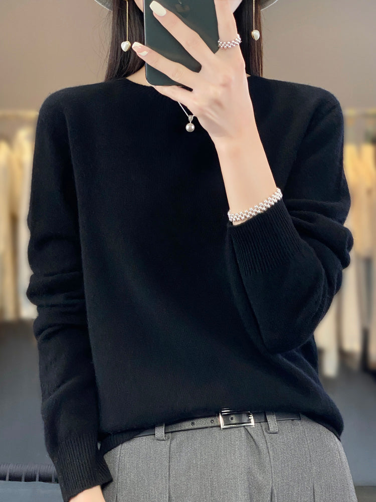 Anna | Damen Klassischer Strickpullover mit Langarm
