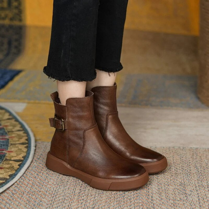 Felicia | Damen Lässige Kurzstiefel mit seitlicher Schnalle