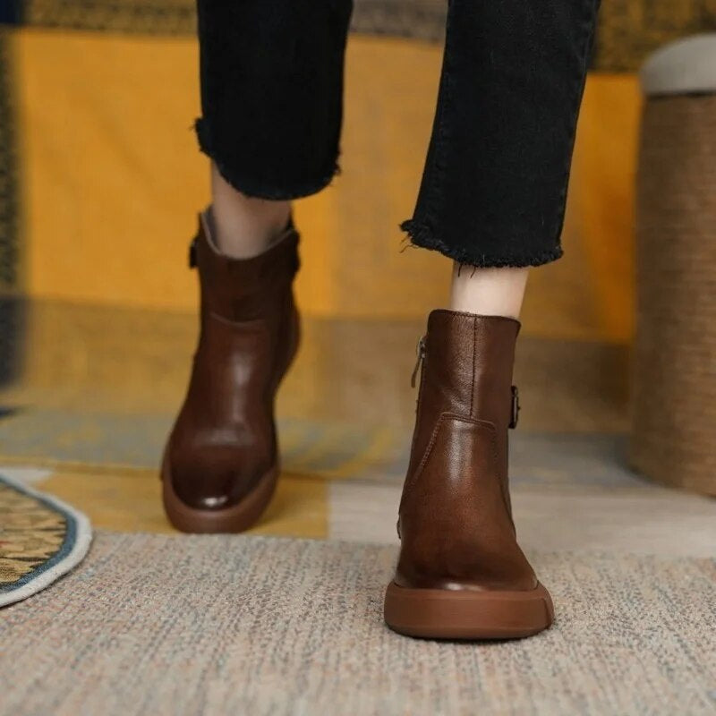 Felicia | Damen Lässige Kurzstiefel mit seitlicher Schnalle
