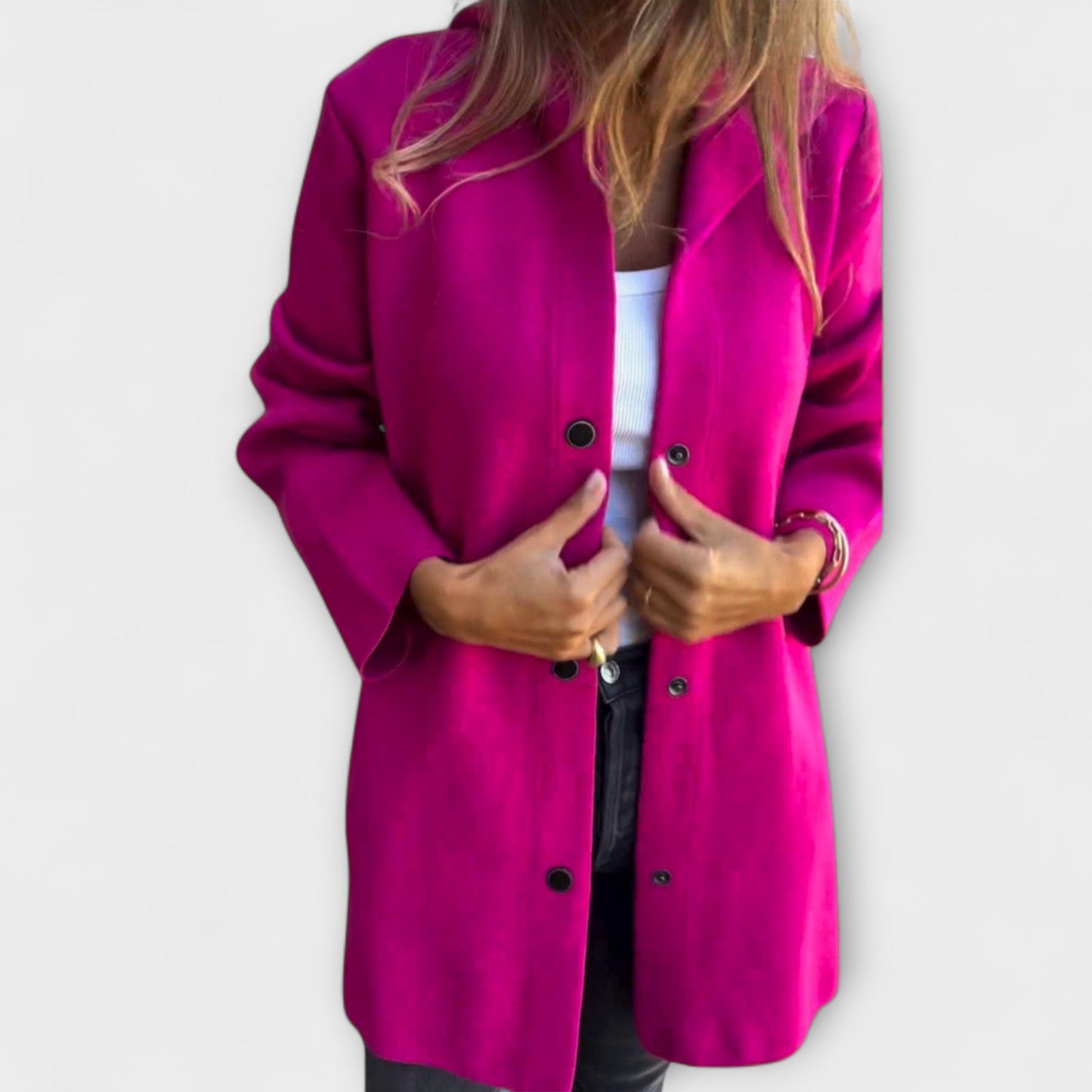 Sandra | Damen Lässige Kapuzenjacke mit Knopfleiste