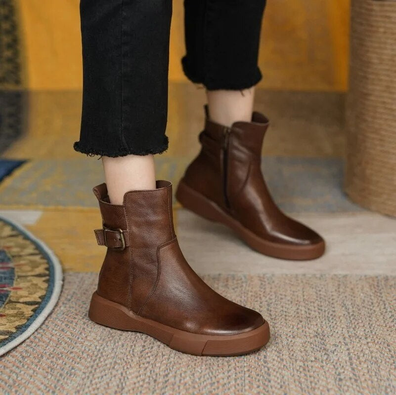 Felicia | Damen Lässige Kurzstiefel mit seitlicher Schnalle