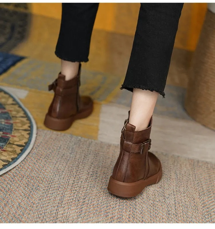 Felicia | Damen Lässige Kurzstiefel mit seitlicher Schnalle