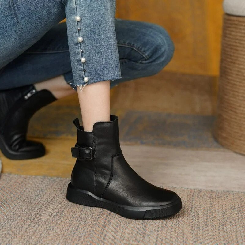 Felicia | Damen Lässige Kurzstiefel mit seitlicher Schnalle