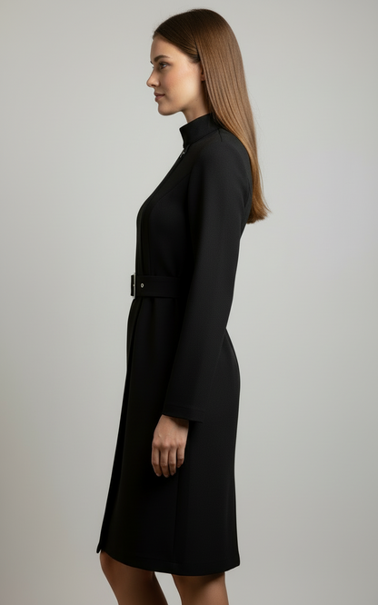 Petra | Damen Winter-Gürtel-Midikleid im Mantelstil