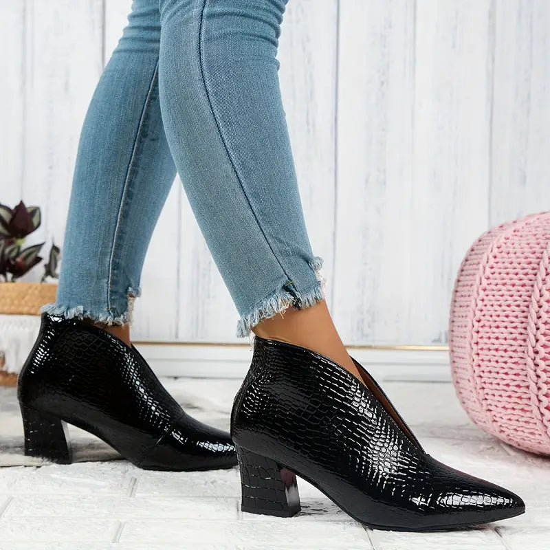 Franziska | Damen Herbst Schlangenleder High Heel Stiefel