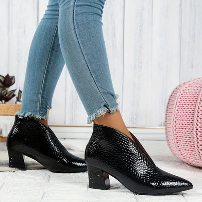Franziska | Damen Herbst Schlangenleder High Heel Stiefel