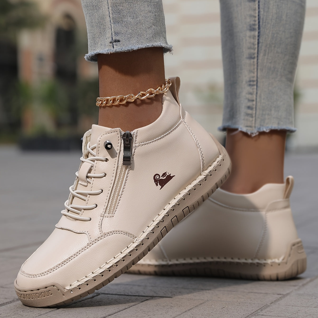 Elfriede | Damen Bequeme Schnürschuhe mit Reißverschluss