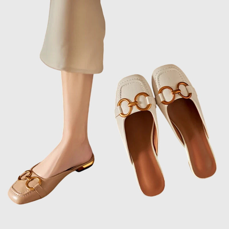 Kerstin | Damen Slip-On Sandalen mit Schnallendesign