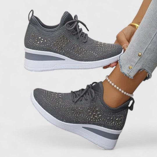 Marie | Damen Frühlings Leichte Strick-Plateau-Sneaker