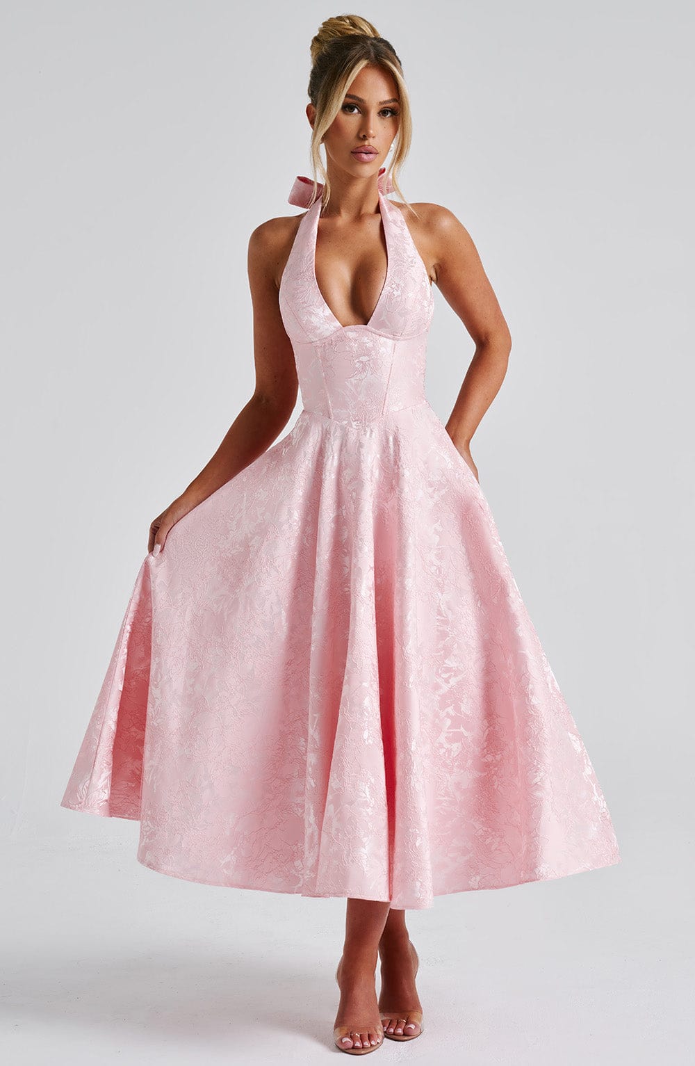 Gabriela | Damen Halter Midi Kleid für Hochzeitsgäste