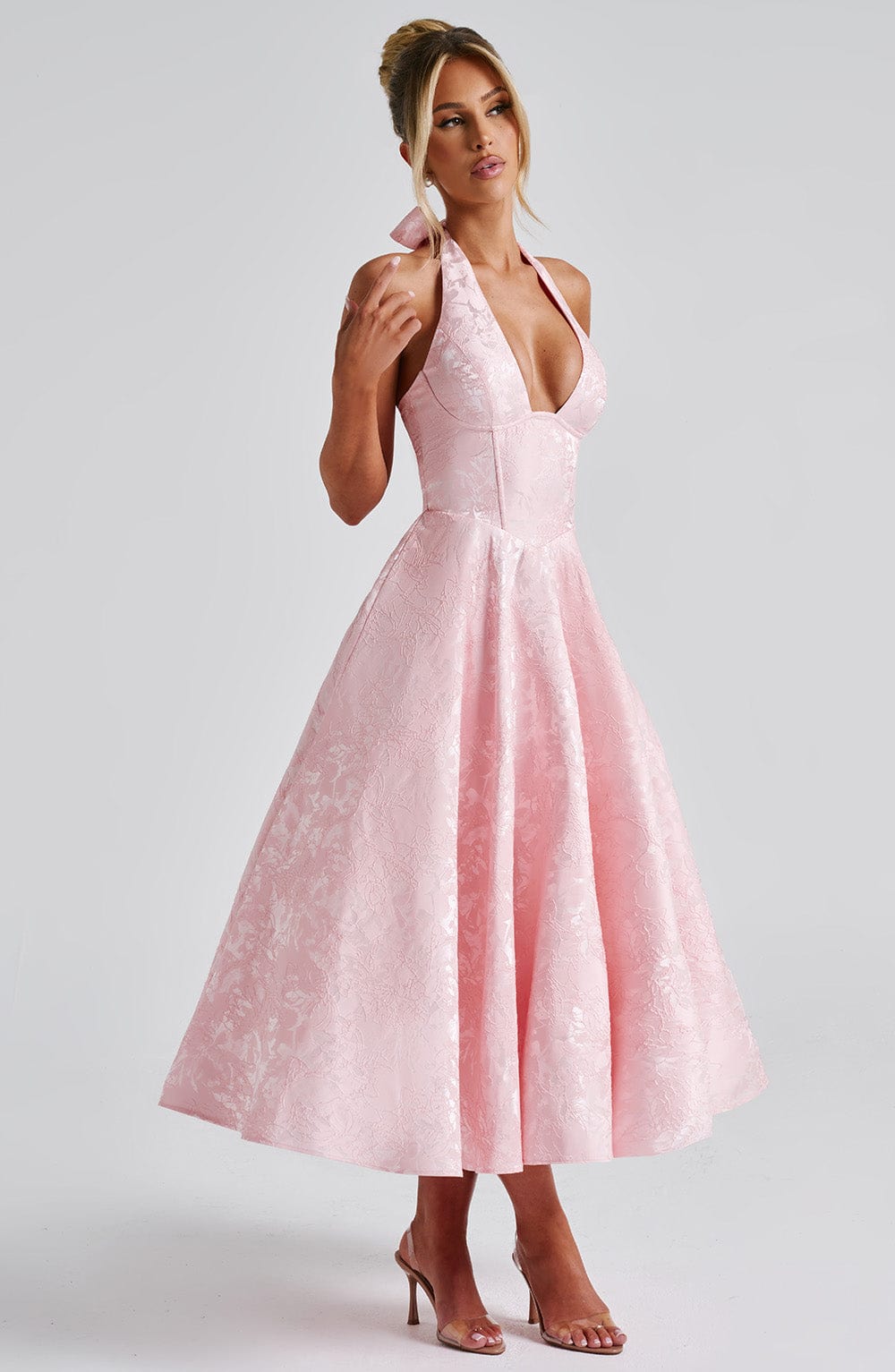 Gabriela | Damen Halter Midi Kleid für Hochzeitsgäste
