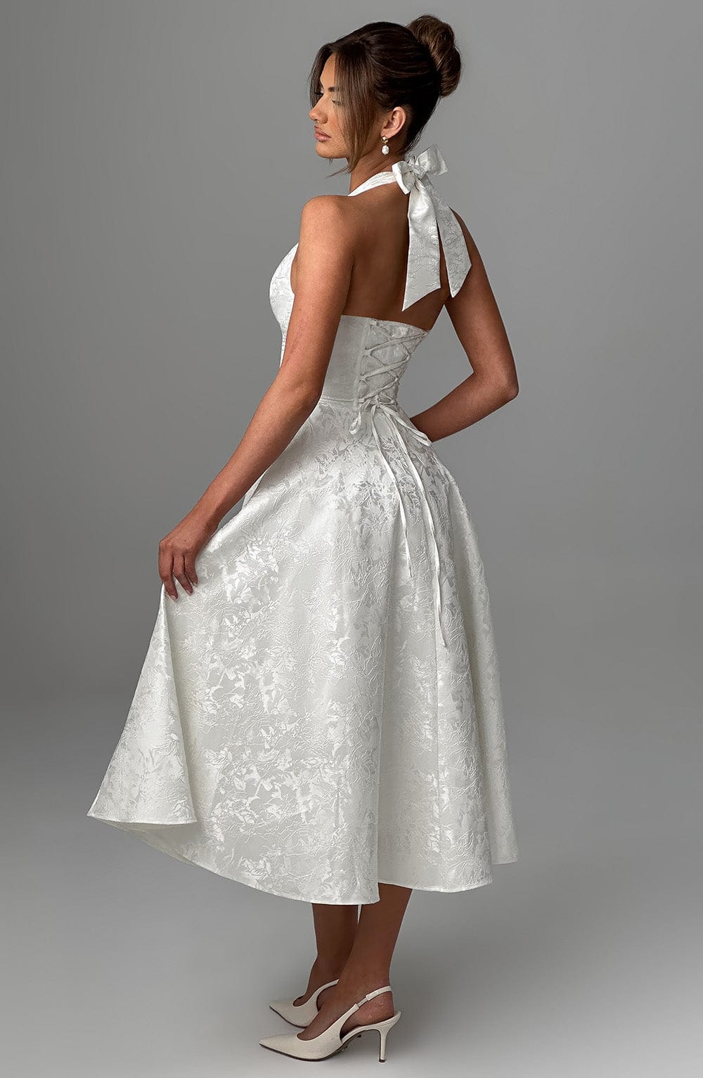Gabriela | Damen Halter Midi Kleid für Hochzeitsgäste