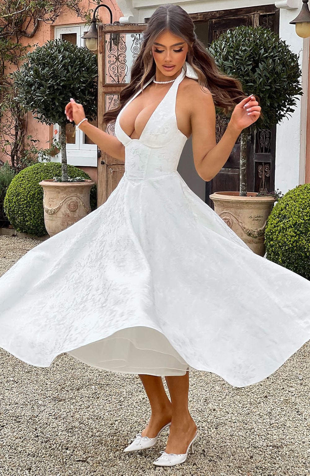 Gabriela | Damen Halter Midi Kleid für Hochzeitsgäste