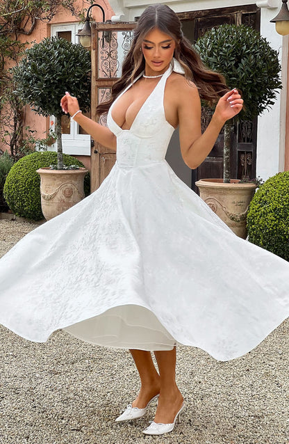 Gabriela | Damen Halter Midi Kleid für Hochzeitsgäste