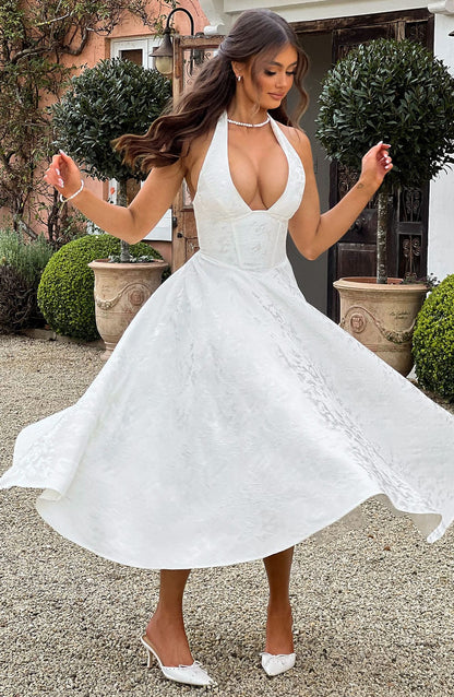 Gabriela | Damen Halter Midi Kleid für Hochzeitsgäste