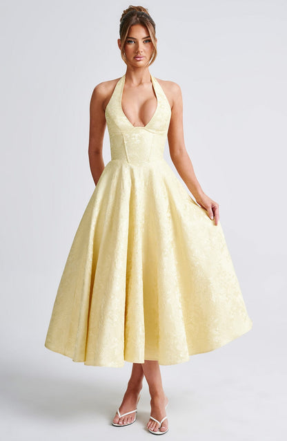 Gabriela | Damen Halter Midi Kleid für Hochzeitsgäste