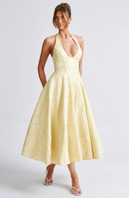 Gabriela | Damen Halter Midi Kleid für Hochzeitsgäste