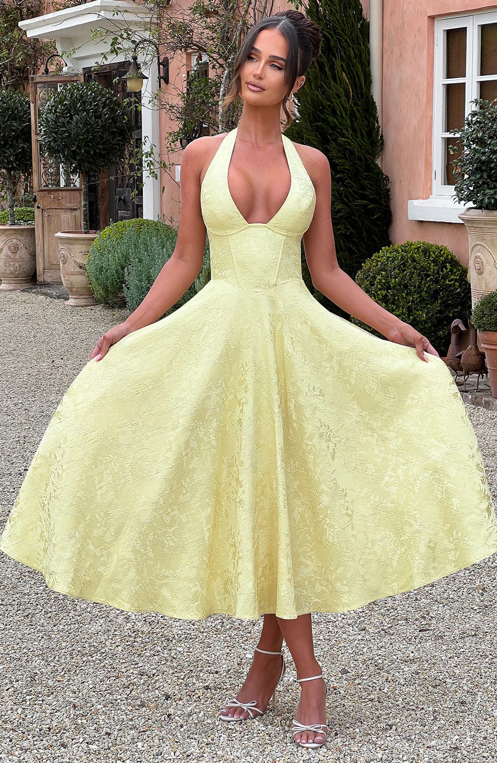 Gabriela | Damen Halter Midi Kleid für Hochzeitsgäste