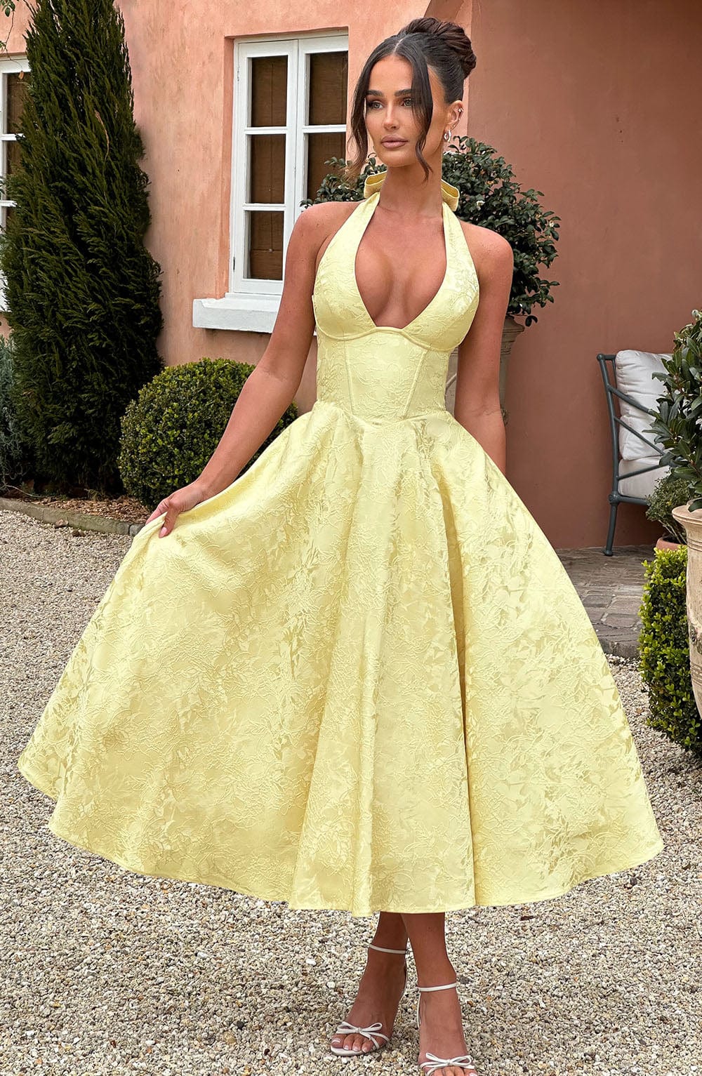 Gabriela | Damen Halter Midi Kleid für Hochzeitsgäste