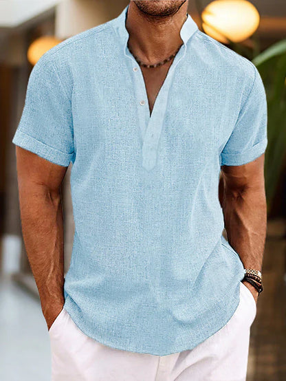 Thomas | Herren Sommer Henley-Shirt mit Kurzarm
