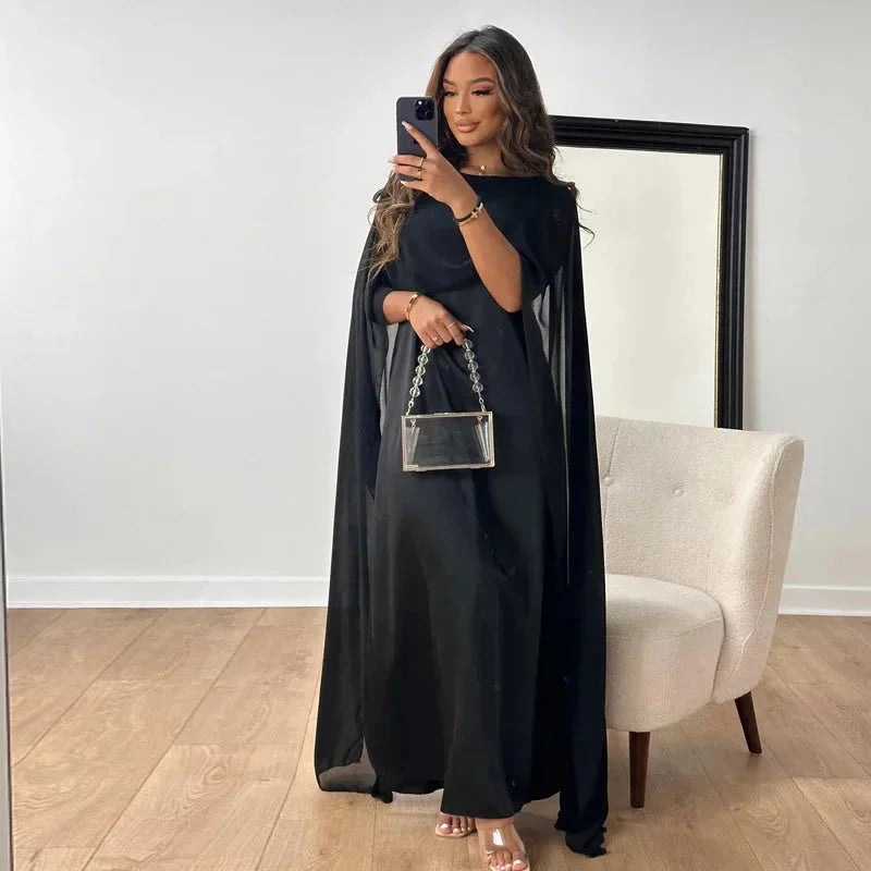 Jessica | Damen Cape Maxi Kleid für Hochzeitsgäste