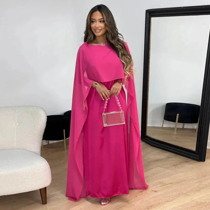 Jessica | Damen Cape Maxi Kleid für Hochzeitsgäste