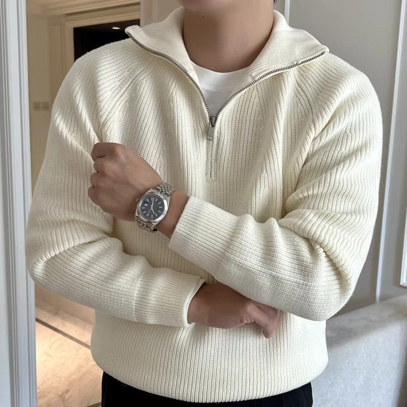 Christian | Herren Zip-Kragen Langarm Freizeit Pullover