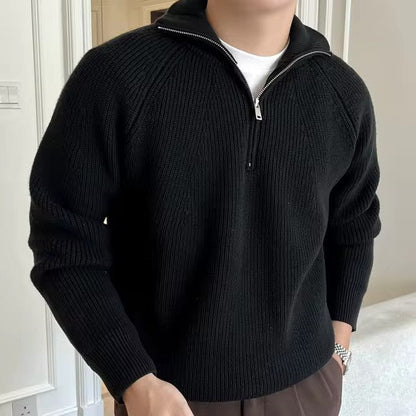 Christian | Herren Zip-Kragen Langarm Freizeit Pullover