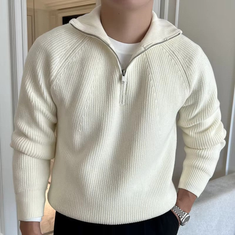 Christian | Herren Zip-Kragen Langarm Freizeit Pullover